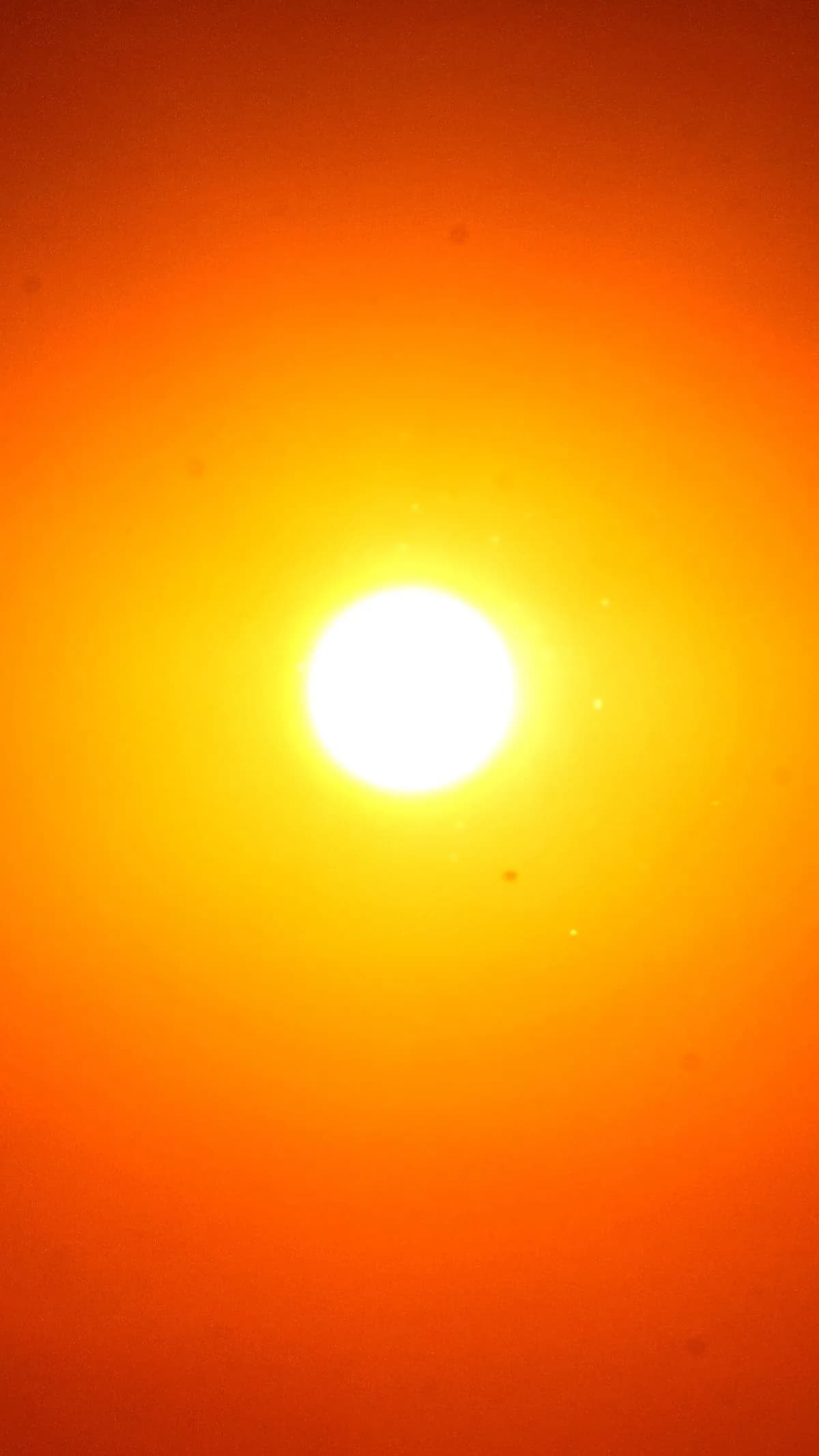 The sun glowing at the centre of a deep orange sky